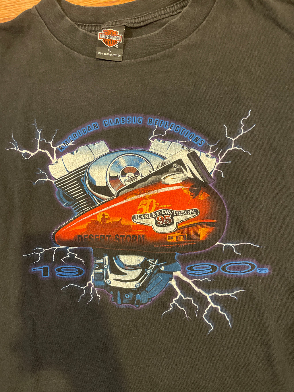 Harley Davidson Lightning Shirt sold DEADSTOCK Vintage 90s 1998 American Reflections