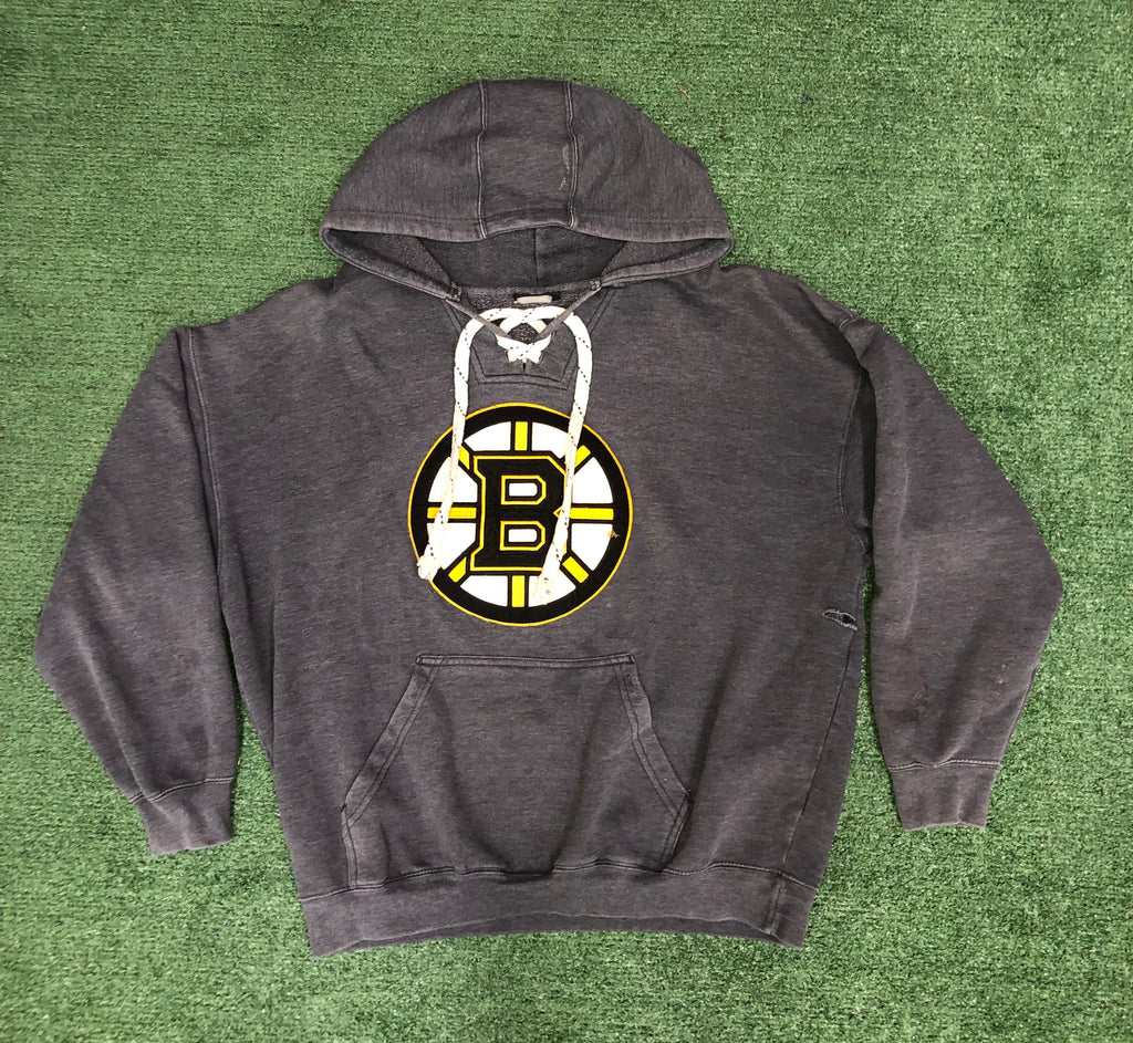 Men's Boston Bruins Vintage B Logo Lacer Pullover Hoodie