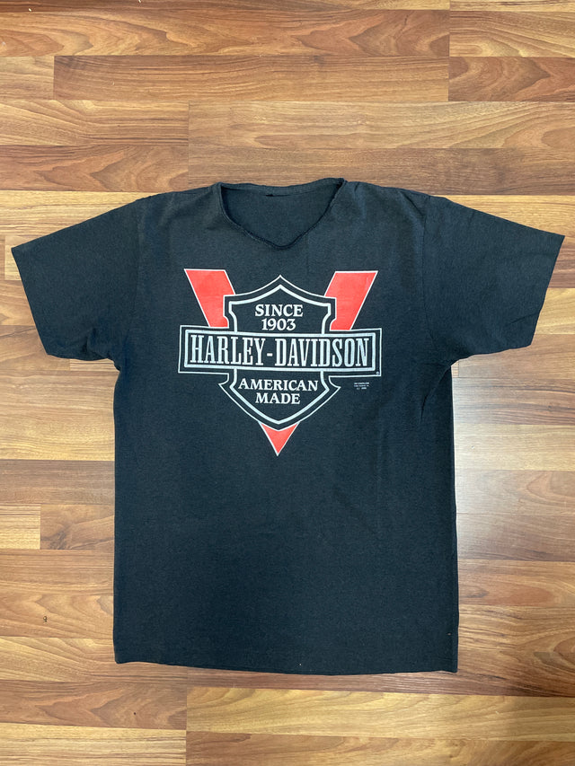 1990 Harley Davidson 3D Emblem Freedom Cycles OKLA Tee L